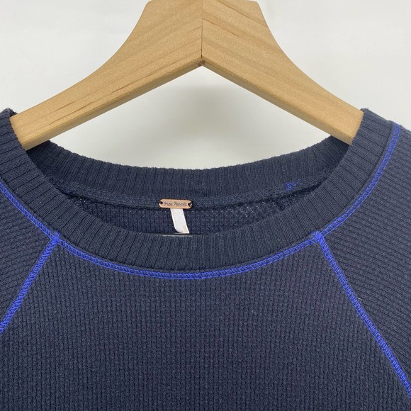 Free People In The Mix Cuff Tee Black Combo X-Small Thermal - Picture 7 of 9